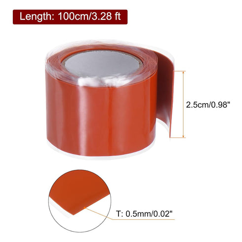 Self Fusing Silicone Tape 1" x 3ft x 0.02" Waterproof Sealing Plumbing Rubber Tape for Water Pipe Hose Leak Silicone Grip Repair Seal, Red