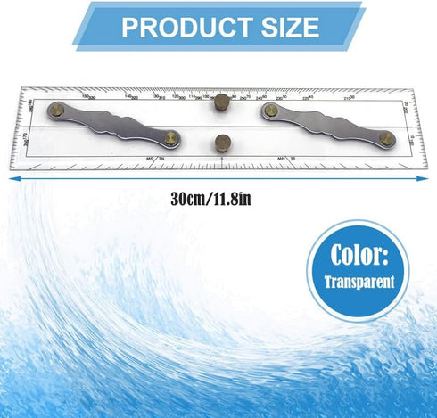 Generic 12" Marine Navigation Parallel Ruler - Parallel Ruler for BoatClear Acrylic