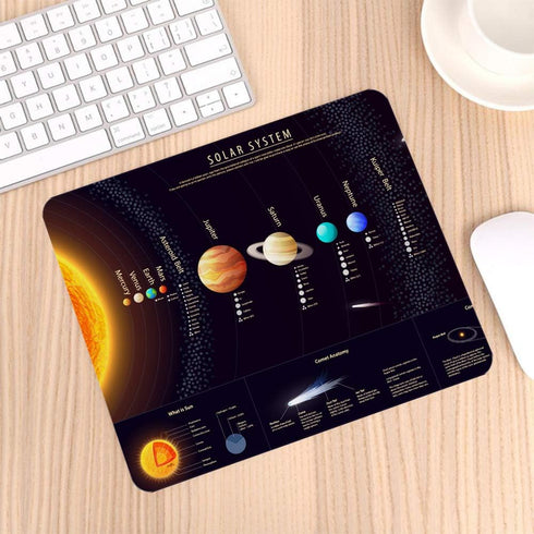 Outer Space Gaming Mouse Pad, Solar System Print, Non-Slip Rubber Mouse Pad for Computers, 9.5 x 7.9 Inch