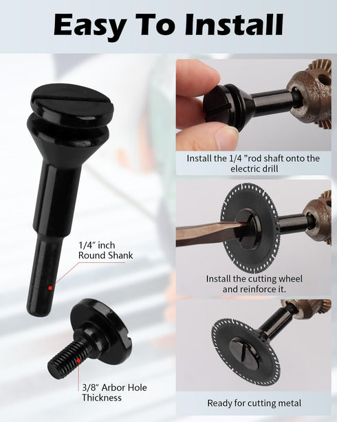 Mounting Mandrel 3/8" & 1/4" Arbor Hole, Cut-Off Wheel for Die Grinder Accessories, Drill Bits Tool (2 Pack)