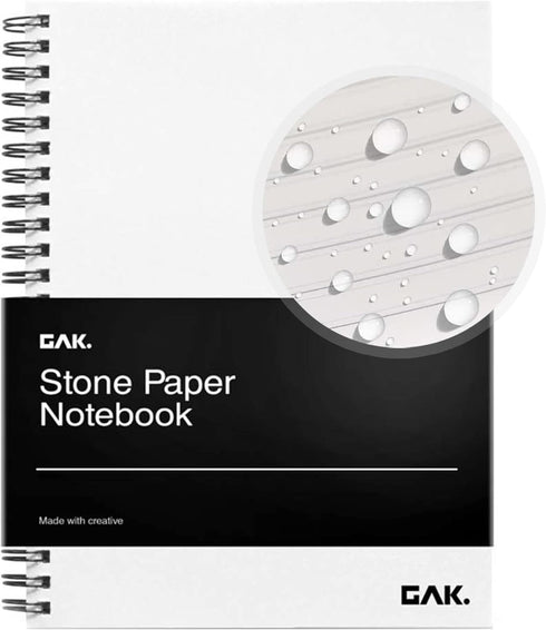 Stone Paper Waterproof Spiral Notebook, 7.20”x10.11”, 50 Sheets, Eco-Friendly Durable Notepad