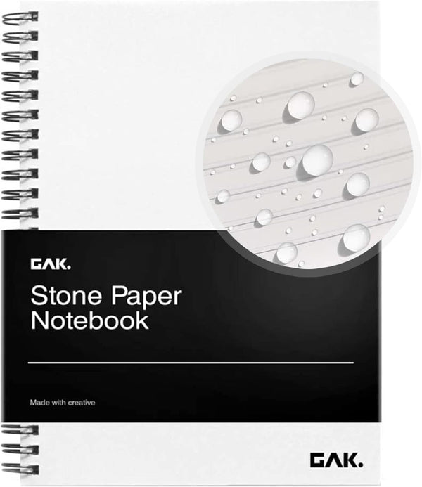 Stone Paper Waterproof Spiral Notebook, 7.20”x10.11”, 50 Sheets, Eco-Friendly Durable Notepad