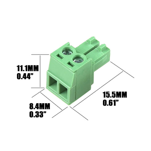 20 pcs 2 Pin KF2EDG 3.81mm/0.15" Pitch Pluggable PCB Angle Screw Terminal Block Plug Connector Socket Panel Mount DIY