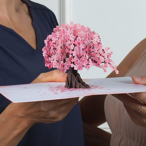 Paper Love 3D Cherry Blossom Pop Up Card - Gift for Birthday, Wedding, Anniversary, 5" x 7" Cover