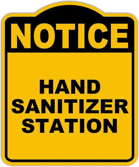 HAND SANITIZER STATION Notice Yellow Black Aluminum Composite Sign 8.5 x 10