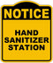 HAND SANITIZER STATION Notice Yellow Black Aluminum Composite Sign 8.5 x 10