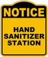 HAND SANITIZER STATION Notice Yellow Black Aluminum Composite Sign 8.5 x 10