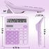 Cute Purple Desktop Calculator with Big Buttons, Dual Power Source, Large Display Screen for Office and Students, Purple