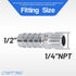 LTWFITTING Stainless Steel 316 Barb Fitting Coupler/Connector, 1/2" Hose ID x 1/4" Male NPT