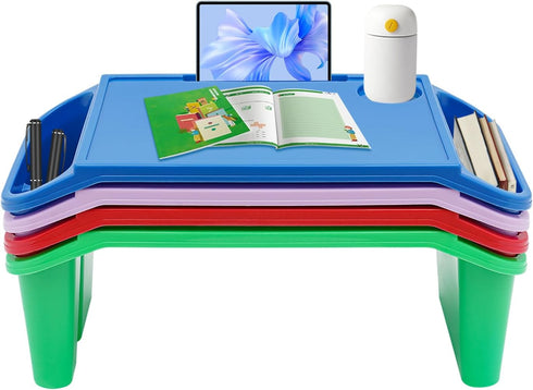 SanBouSi 4 Pcs Kids Floor Desk Stackable Lap Desk with Side Pockets Plastic