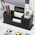 KINGFOM Office Supplies Desk Organizer, PU Leather Storage Box with 4 Divided Compartments for Pen, Business Card,