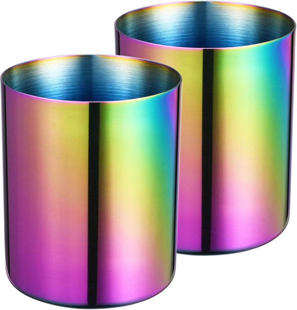Lidwot Set of 2 Rainbow 304 Stainless Steel Mirror-Polished Round Pen Holder Nordic