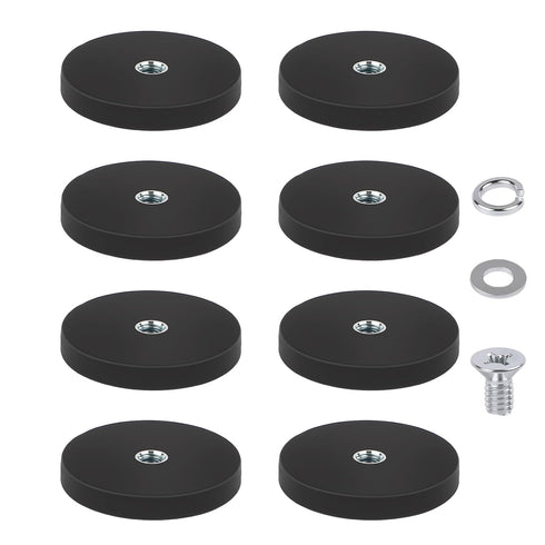 QZYIPI 8 Pack Rubber Coated Neodymium Magnets with 1/4"-20 Thread Hole, 30LBS Strong