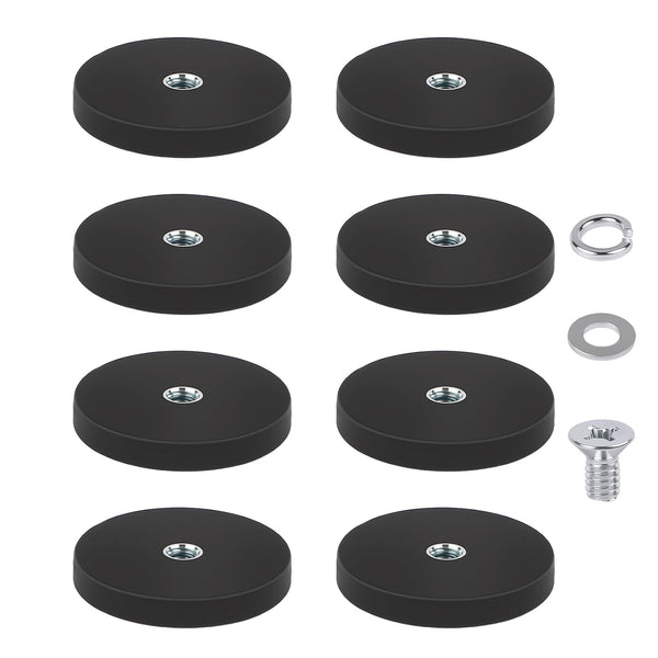 QZYIPI 8 Pack Rubber Coated Neodymium Magnets with 1/4"-20 Thread Hole, 30LBS Strong