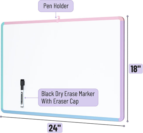 Mr. Pen- Dry Erase Board, 18” x 24” with Black Marker, Colorful Frame, Magnetic Whiteboard for Wall, Dry Erase Boards