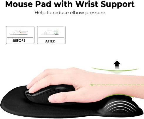 EooCoo Ergonomic Mouse Pad with Wrist Support, Memory Foam Wrist Rest, Non-Slip Base, 9.64 x 8.26 in