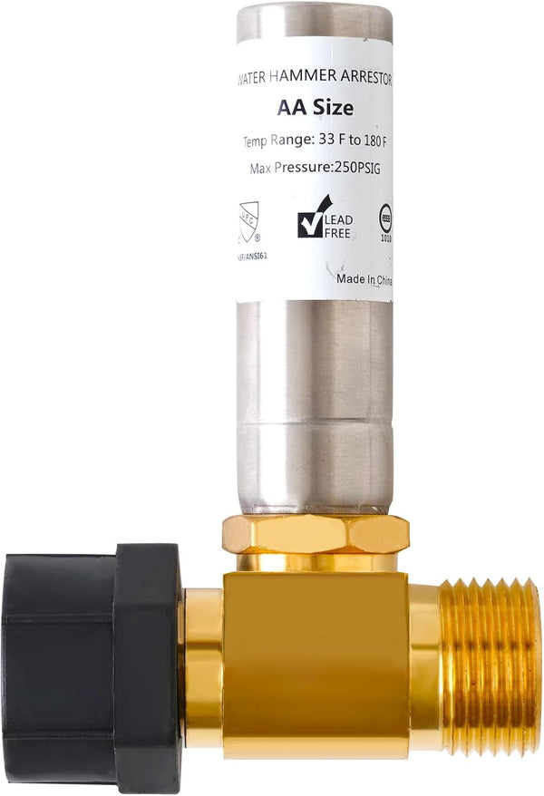 Stainless Steel Water Hammer Arrestor, 7/8 Inch Male and Female, Reduce Banging Noise in Pipes and Toilets