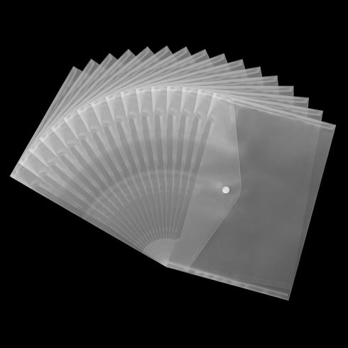 SHEUTSAN 80 Pack A4 Clear Plastic Envelopes, 13 x 9 Inch Transparent Poly Envelopes with Snap Closure