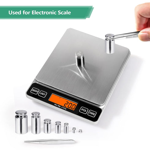 ACCT Calibration Weight Set, 1g 2g 5g 10g 20g 50g 100g, 1 Piece Calibration Weight Tweezers for Digital Scale Balance