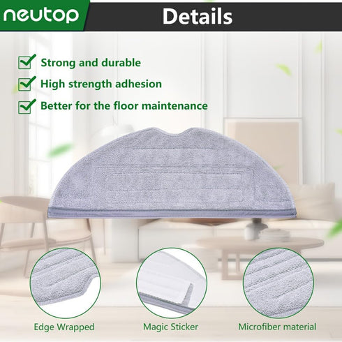 neutop Mop Cloths Pads, Compatible with Roborock S8, S8+, S7, S7+, Washable Spare Parts Accessories, 6-Pack