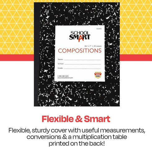 School Smart Ruled Composition Book, Flexible Cover, 8-1/2 x 7 Inches, 40 Pages