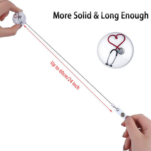 WILLBOND 8 Pieces Nurse Badge Reel Holder Retractable ID Reel Clip for Nurse Doctor Teachers Students, 8 Styles