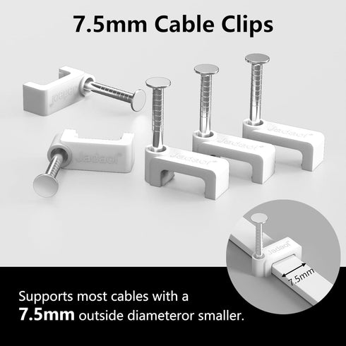 Jadaol 100Pcs 7.5mm Cat6 RJ45 Cable Clips with Nails, Custom Fit for Flat Ethernet Cable, Wall Wire Tacks for LAN