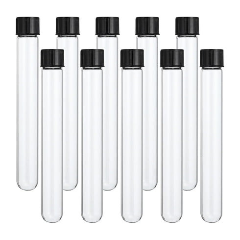 PATIKIL 30ml Test Tubes, 15pcs Glass Clear Round Bottom Containers with Plastic Cap for Storage and Experiments