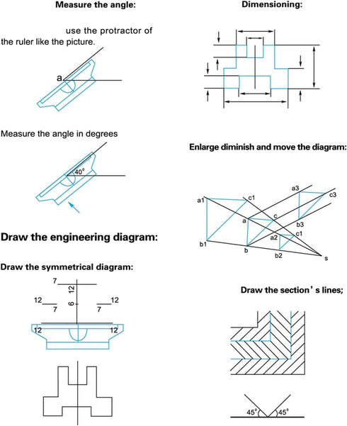 QMQJIA Portable Universal Multi-Purpose Rolling Ruler Drawing Parallel Compass-Ruler School Stationery Protractor