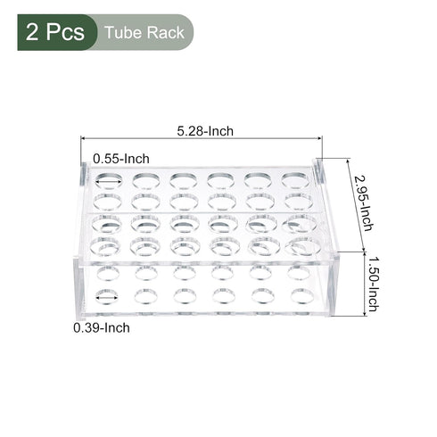 YOKIVE 2Pcs Tube Rack, Acrylic Test Tube Rack Holder | Great for 1.5ml,2ml Lab Test Tube(Clear, 24-Sockets)