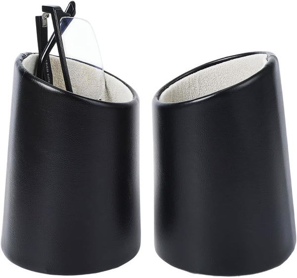 CREATCABIN 2Pcs Eyeglasses Holder Stand Protective Glasses Holder PU Leather Stand Case