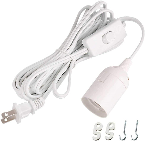 15ft E26 360W Bulb Simple Deluxe Extension Hanging Lantern Pendant Light Lamp Cord Cable Socket On/Off Switch, (No