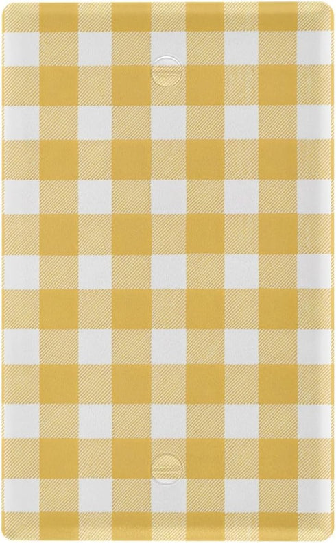 WELLDAY Butter Yellow Checkered Blank Wall Plate, Standard Size 1-Gang 4.50" x 2.76",
