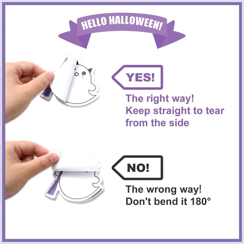 Whaline 24 Packs Halloween Sticky Notes, Cute Boo Ghost Notepads, 12 Designs Trick or Treat Memo Pads