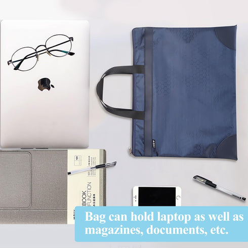 M&G Zipper Pouch with Handle, 12x15 in Large Pocket File Bag, A4 Document Storage Bag (Blue)