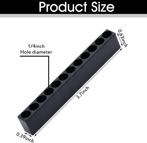 20 Pcs 12 Holes Hex Shank Bit Holder Screwdriver Head Storage Case Drill Bit Organizer Plastic Drill Bit Case Drill Bit Storage Fit for 1/4 Inch Hex Shank (Black) by Kigley