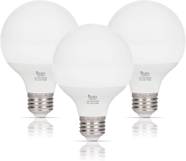 Simba Lighting LED Vanity Globe G25 (G80) Light Bulb for Bathroom, Makeup