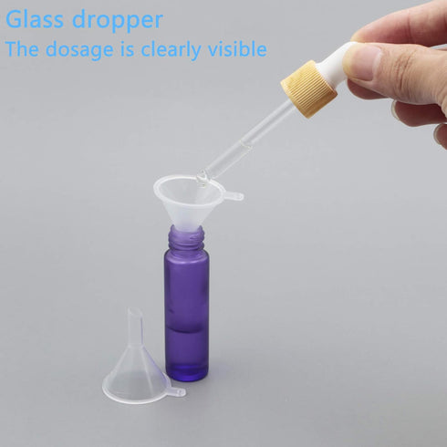10Pcs 10ml Dropper Bottles - Glass Vials with Eye Droppers & Funnels for Essential Oils Perfumes