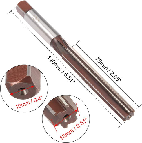 uxcell Hand Reamer 13mm Alloy Tool Steel H8 6 Straight Flutes Hand Milling Cutter Tool Metric Reaming Drill Bit for Metal