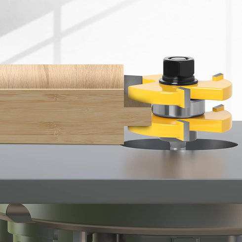 Totowood Set 2 1/4 Inch 3 Set Pro Tongue and Groove Router Bit of Pieces Shank , Teeth Adjustable T Shape Wood Milling