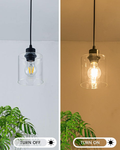 1 E26 2 Packs Light Hanging Pendant Light Fixtures, Adjustable Black Pendant Lights Kitchen Island, Modern Farmhouse
