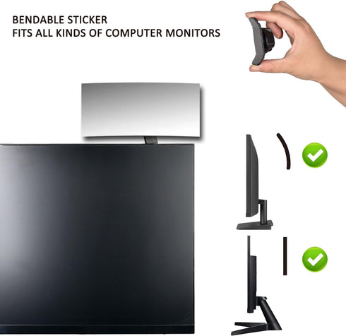 onsogi 1 Pack Acrylic Wide Angle Rear View Mirror for Cubicle Desk Computer PC Monitor to See Behind You, Stick-on