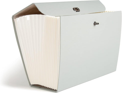 U Brands Expanding 19 Pocket Fashion File Folder, Gray Linen, 15.4” x 10.5”