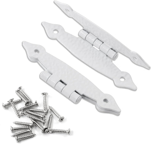 Rierdge 4 Pcs White Flush H-Hinges, Antique H-Shape Hinges for Cabinet Shutter Cupboard