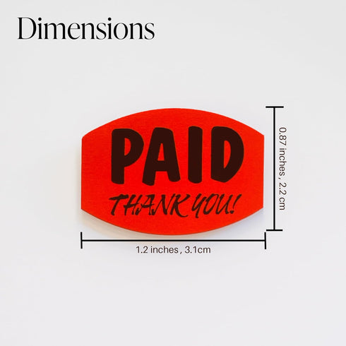 Paid Thank You Fluorescent Orange Self Adhesive Labels, Sold Retail Stickers, 1 Roll, 1000 Pack, .85" H x 1.2" W