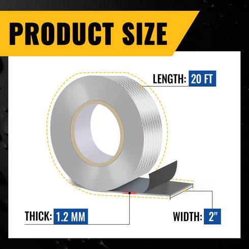 Aluminum Butyl Tape 2 Inch × 20 Feet, Waterproof Sealing Tape for Outdoor Use, Corrosion Resistant for Metal Roofing, RV