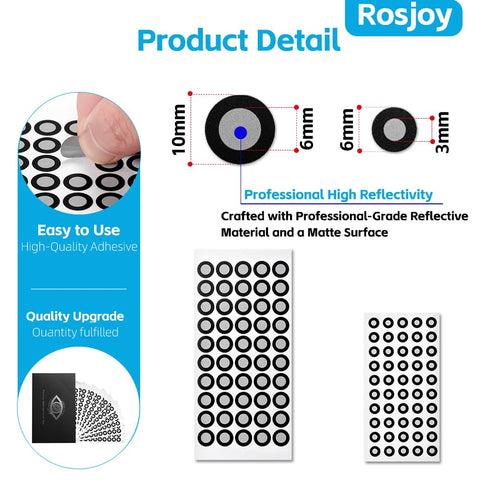 Rosjoy 800 6mm 3mm 3D 3D 3D (16 Dots & Scanning Markers for Scanner, High Precision Tracking & Positioning Dots