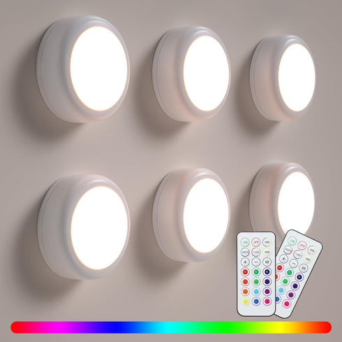 BESTDLCLITE LED Puck Lights with Remote Control, 13-Color Under Cabinet Lighting Wireless, Battery