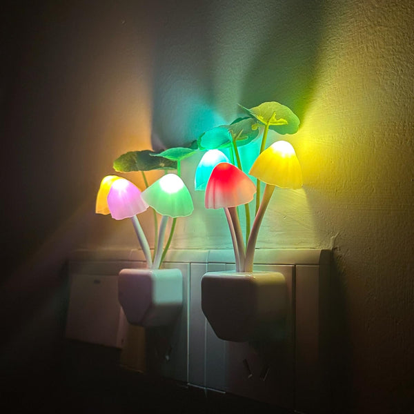 2Pack Mushroom Night Light, Plug-in Sensor LED Night Light Color Changing Nursery