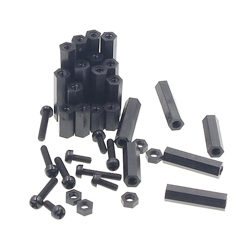 280PCS M2.5 Female-Female Nylon Hex Spacers, Standoffs Screws Nuts Assorted Kit (Black)
